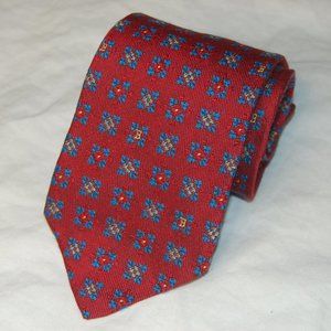 Vintage Bally Of Switzerland Narrow Thin 100% Silk Tie Red Medallion